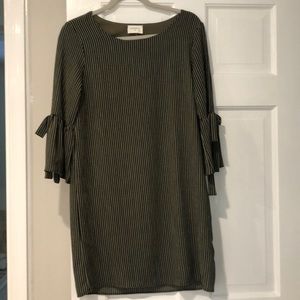 Olive green and white stripe dress